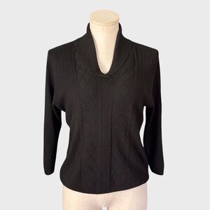 Allison Daley Petite Collared V-Neck Knit Sweater